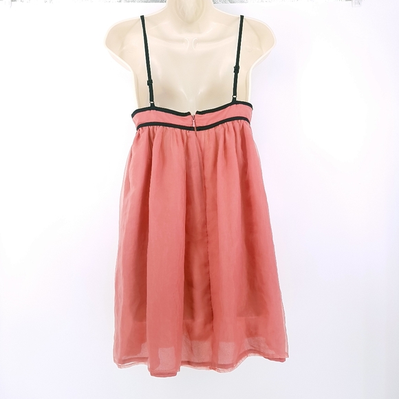 Topshop Pink Chiffon Black Contrast Cut Out Mini - Picture 9 of 11